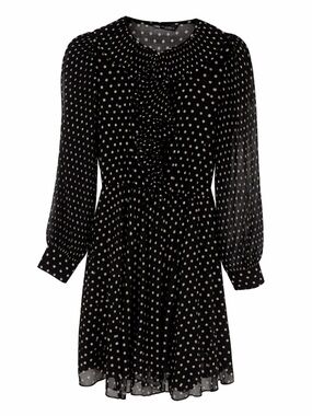 Zara Polka Dot Chiffon Long Sleeve A-Line Dress